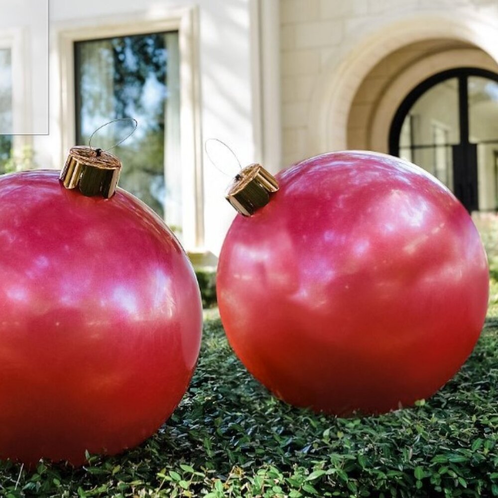 Red 18" Pottery Barn Holiball Inflatable Holiday Ornament